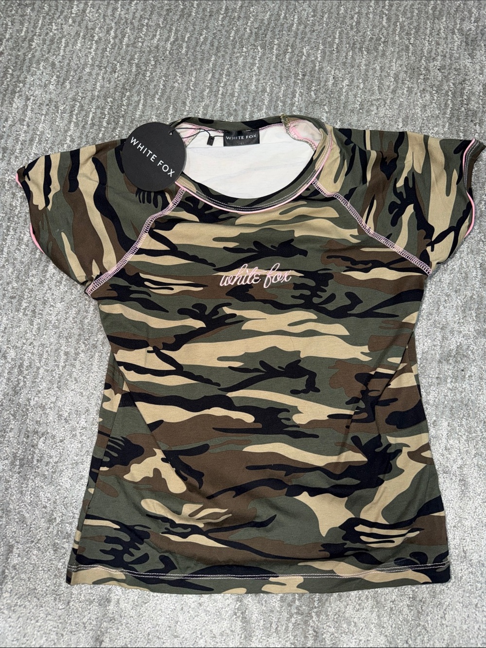 White Fox Boutique Camo Short Sleeve Tee in Green and Brown